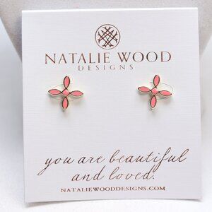 Natalie Wood Designs Gold Tone Pink Enamel Cross Stud Earrings $50 New